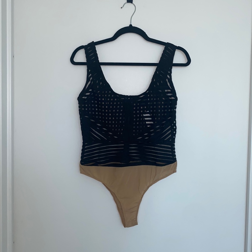 Caribbean Queen Sheer Mesh Striped Bodysuit